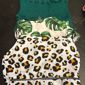 Cupshe Green and Animal Print Swimwear